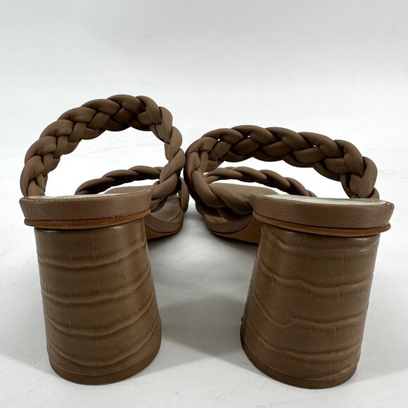 Dolce Vita Paily Braided Sandals Double Strap Chunky High Heels Cafe Stella 8 - Picture 5 of 6